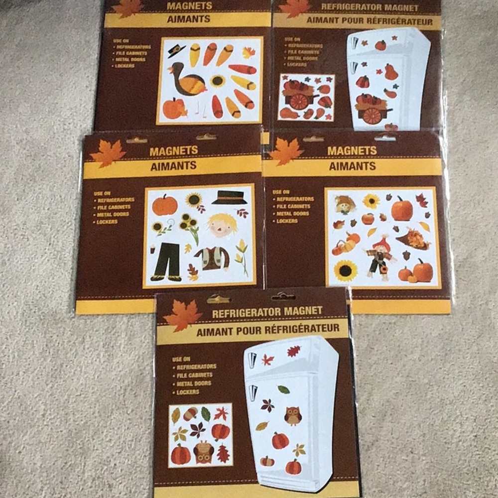 Set of 5-  Happy Fall Magnets for Use on Anything Metal. NEW!!